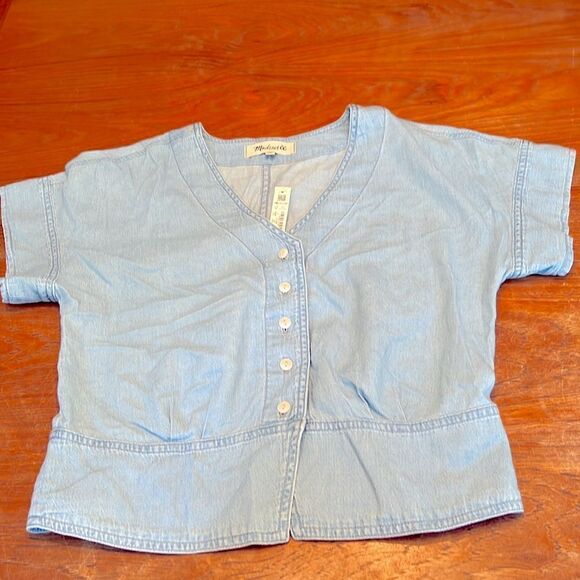 Madewell Pleated Short Sleeve Top XS - Picture 3 of 9